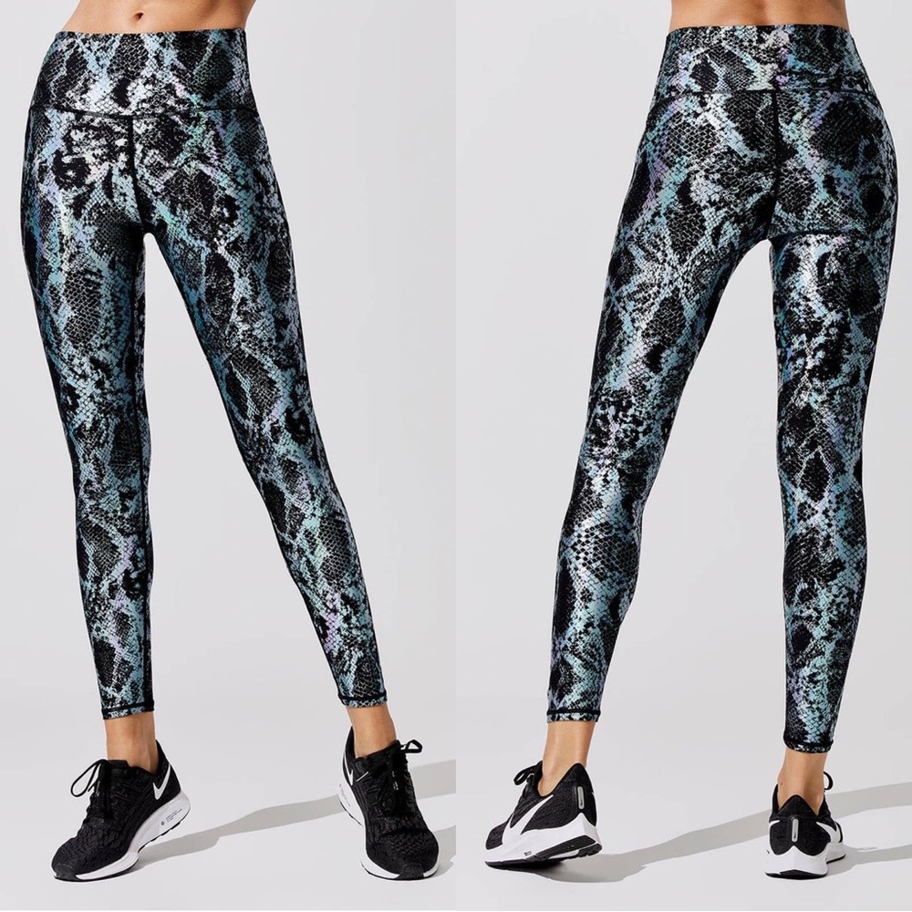 Carbon38 Metallic Snake High Rise Legging Black Holographic